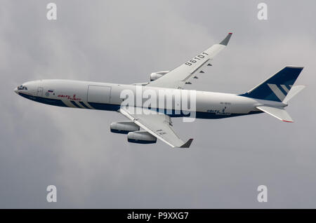 The Ilyushin Il-96-400T of Polet Cargo Airlines performs its demonstration flight during the MAKS-2009 airshow near Zhukovsky, Moscow Region, Russia. Stock Photo