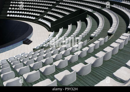 The grandstands of a modern outdoor amphitheater, a stage for small entertaining events, performances, concerts or presentations Stock Photo