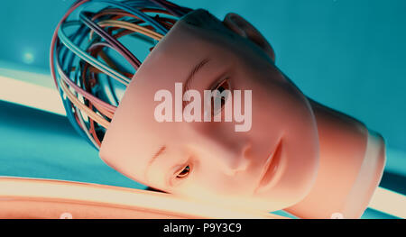 New scientific area, humanoid robots Stock Photo