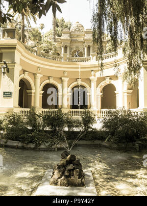 Monumental Fountain of Neptune in Cerro de Santa Lucía, in the downtown of Santiago de Chile, next to the Alameda, the main avenue of the city. Chile. Stock Photo