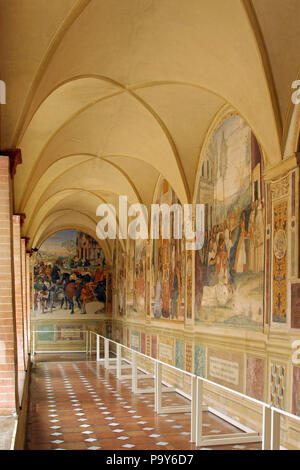 MONTE OLIVETO MAGGIORE, ITALY, May 5, 2009: The Benedictine Monte Oliveto Abbey in Tuscany, Italy Stock Photo