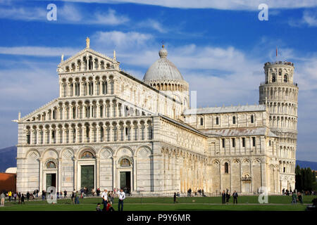 PISA, ITALY - OCTOBER 31, 2009: Cathedral and Tower of Pisa in Miracoli square - Italy Stock Photo