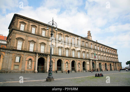NAPLES, ITALY - MARCH  03, 2012: Royal Palace of Naples. Naples historic city center is the largest in Europe, and is listed by UNESCO as a World Heri Stock Photo