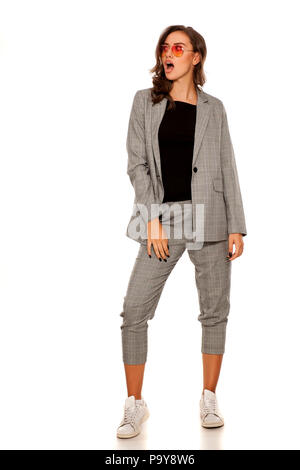 jacket, blouse, sneakers, trousers 