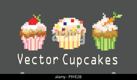 sets of cupcakes for decoration Stock Vector
