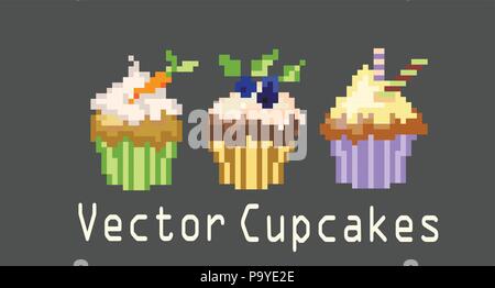 sets of cupcakes for decoration Stock Vector