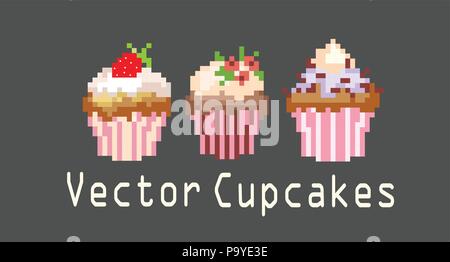 sets of cupcakes for decoration Stock Vector