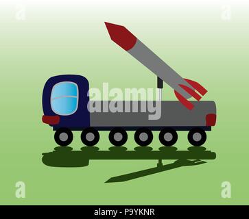 a Ballistic missile raised on its platform ready for launch, Stock Vector
