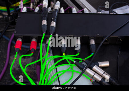 Audio cable network With a variety of colors Stock Photo