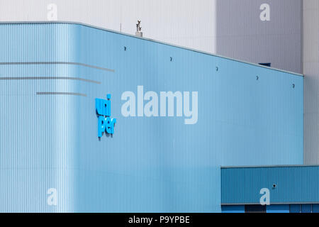 Uniper logo at coal-fired power plant. Uniper SE is a German energy company based in Dusseldorf. Stock Photo