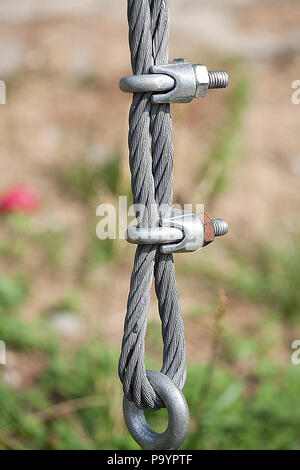 Steel metal wire rope out of doors Stock Photo