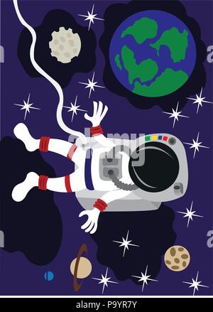 An astronaut floating up in space, Stock Vector