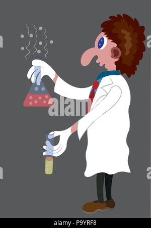 A chemist holds up samples in a test tube Stock Vector