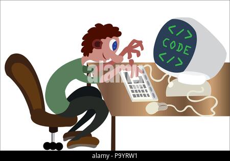A programmer busy doing some coding Stock Vector