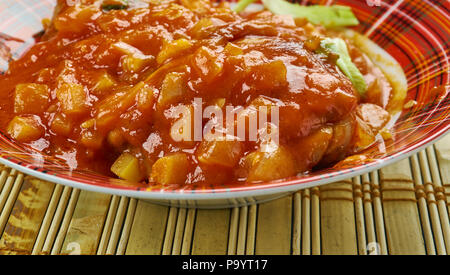 Kadhai Murg - Kadhai Chicken cooked in a wok, Chicken karahi Stock Photo