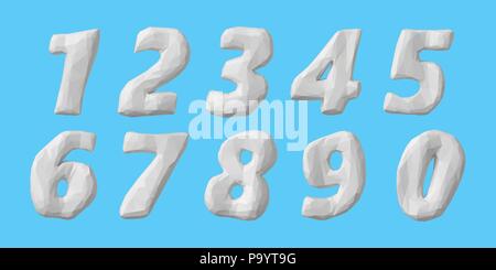 low poly style vector numbers set Stock Vector