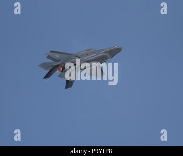 USAF F-35A Lightning II jet fighter aircraft flying at the 2018 Royal International Air Tattoo Stock Photo