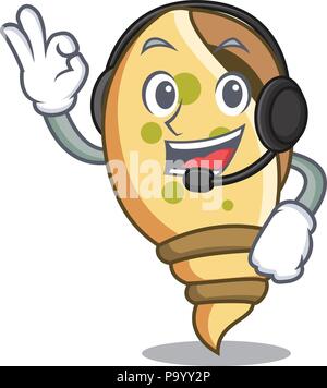 With headphone sea shell mascot cartoon Stock Vector