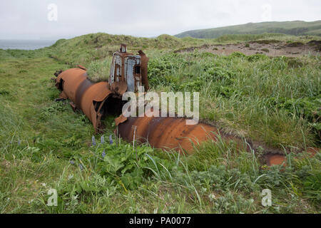 Abandoned Japanese Type A Ko-hyoteki midget submarine, Kiska Island. Stock Photo
