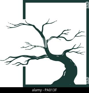 Dry Tree in Square Ecology Environmental Symbol Stock Vector