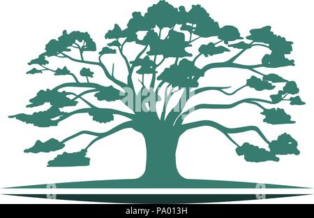 Big Oak Tree Ecology Environmental Nature Symbol Stock Vector