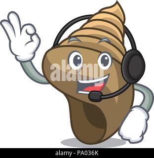 With headphone spiral shell mascot cartoon Stock Vector