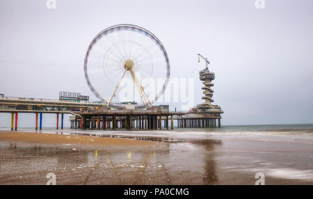 Beach view on the Pier in Scheveningen near Hague, Netherlands Stock Photo