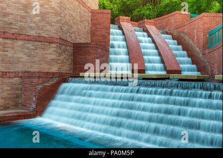 Waterfall display in Sesquicentennial Park at Wortham Center in downtown Houston. Stock Photo