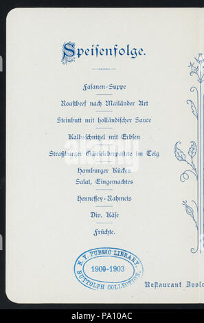 DAILY MENU (held by) RESTAURANT ZOOLOGISCHER GARTEN (at) HAMBURG