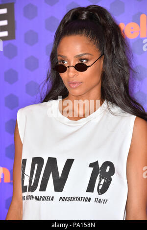 Santa Monica, California, USA. 19th July, 2018. Ciara at the Nickelodeon Kids' Choice Sports Awards 2018 at Barker Hangar Picture: Sarah Stewart Credit: Sarah Stewart/Alamy Live News Stock Photo