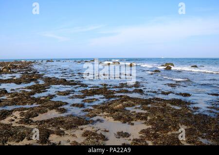 A view of the ocean from Mansion Beach, Block Island, Rhode Island. Stock Photo