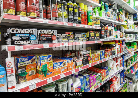 Orlando Florida,Ace Hardware,pesticides insecticides poisons insect sprays,Raid,Combat ant bait,shelves display sale,interior inside,FL171029121 Stock Photo
