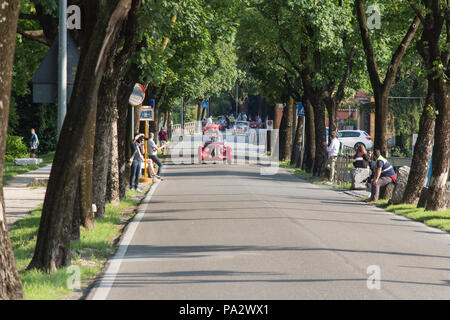 Brescia, Italy - May 19 2018: Live shot at the famous italian historical race on May 19 2018 in Brescia, Italy. Stock Photo