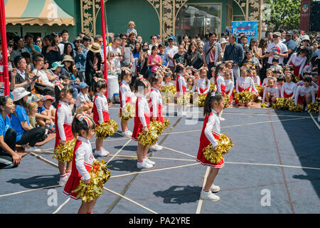 Los Angeles, APR 8: Kids cheerleaders performing on APR 8, 2018 at Los Angeles, California Stock Photo