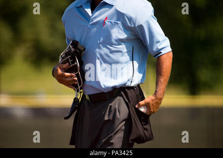 Plate umpire on baseball field, copy space Stock Photo