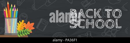 back to school black banner Stock Vector