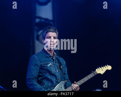 Liam Gallaghers High Flying Birds, performing live at Edinburgh Castle July 2018, part of UK wide Tour Stock Photo