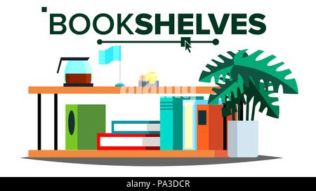 Storage Shelves Vector. Document, Book. Furniture. Office, Home Interior. Paperwork. Flat Isolated Illustration Stock Vector