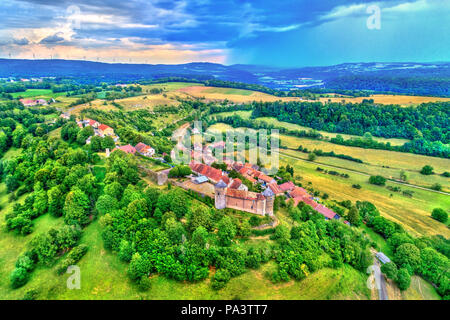 Chateau de Belvoir, a medieval castle in the Doubs department of the Bourgogne-Franche-Comte region in France Stock Photo