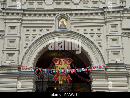 Entrance to the famous Gum shopping department stores near Red Square, Moscow,Russia Stock Photo