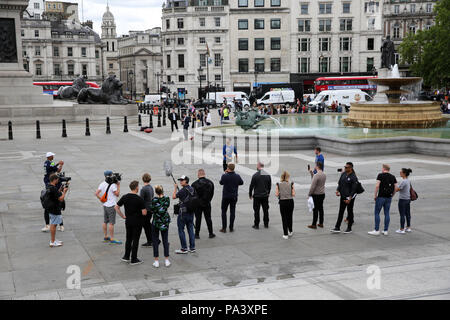 Russell Wilson American football quarterback filming in Trafalgar Square for the NFL.  Featuring: Russell Wilson Where: London, United Kingdom When: 19 Jun 2018 Credit: Dinendra Haria/WENN Stock Photo