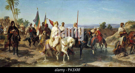 Philippoteaux  Henri FéLIX - Sherif Boubaghla and Lalla Fatma N'soumer Leading the Revolutionary Army 1866 Stock Photo