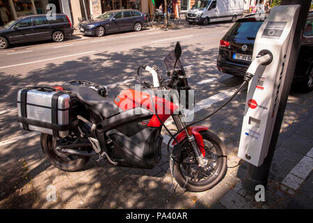electric motorcycle Zero SR at a charging station on Neusser Street in in the district Nippes, Cologne, Germany.  Elektromotorrad Zero SR an einer Lad Stock Photo
