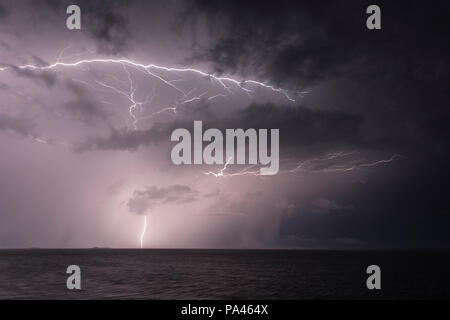 Lightning Storm at Sea, The Kimberley, Australia Stock Photo