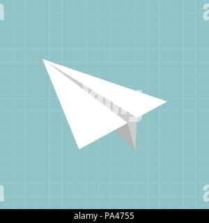 Paper airplane vector icon on copy-book. Back to school concept. Stock Vector