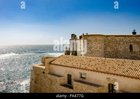 Scenic view of Maniace castle on sea, Syracuse, Sicily, Italy Stock Photo
