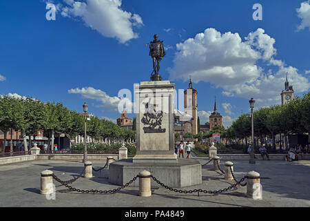 Cervantes plaza. Alcala de Henares, World Heritage, UNESCO, Community of Madrid, Spain, Europe Stock Photo