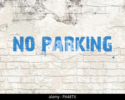 An illustration of a grunge brick wall seamless texture no parking Stock Photo