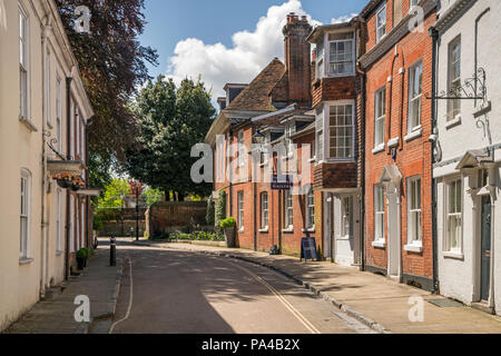 Great Minster Street and the outside of the Minster Gallery in Winchester, Hampshire, England. Stock Photo