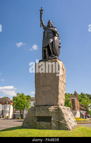 The statue of King Alfred the Great a landmark in Winchester, Hampshire, England. Erected in 1899 to mark one thousand years since Alfred's death. Stock Photo